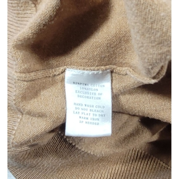 Ann Taylor Loft Petites Tan Floral Pima Cotton Button Sweater Blazer - Medium P - Picture 6 of 6